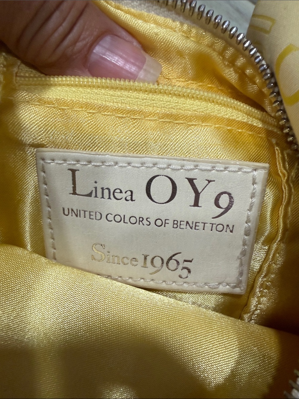 Vintage United Colors of Benetton Yellow Logo Hobo Shoulder Bag Y2K - Picture 7 of 12